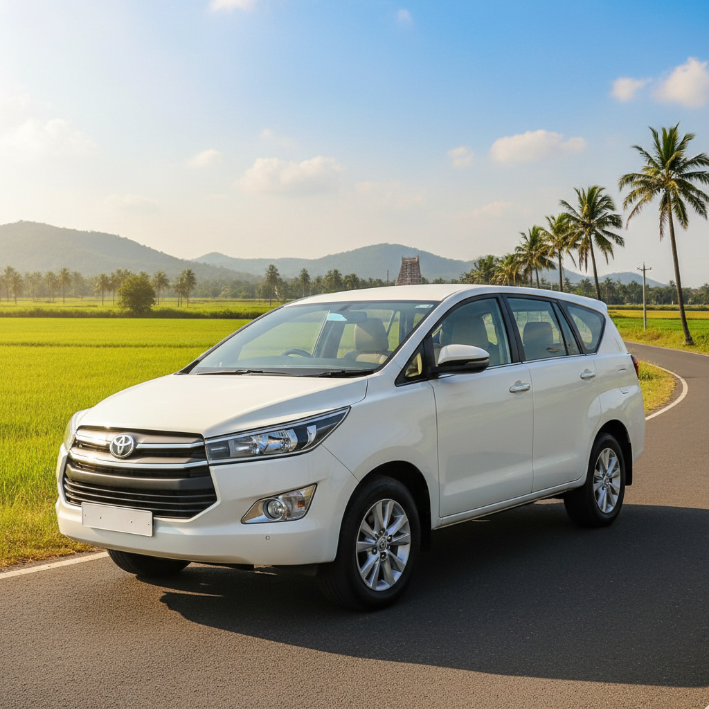 A comfortable Innova car ready for an outstation cab trip from Chennai to Thiruvannamalai.