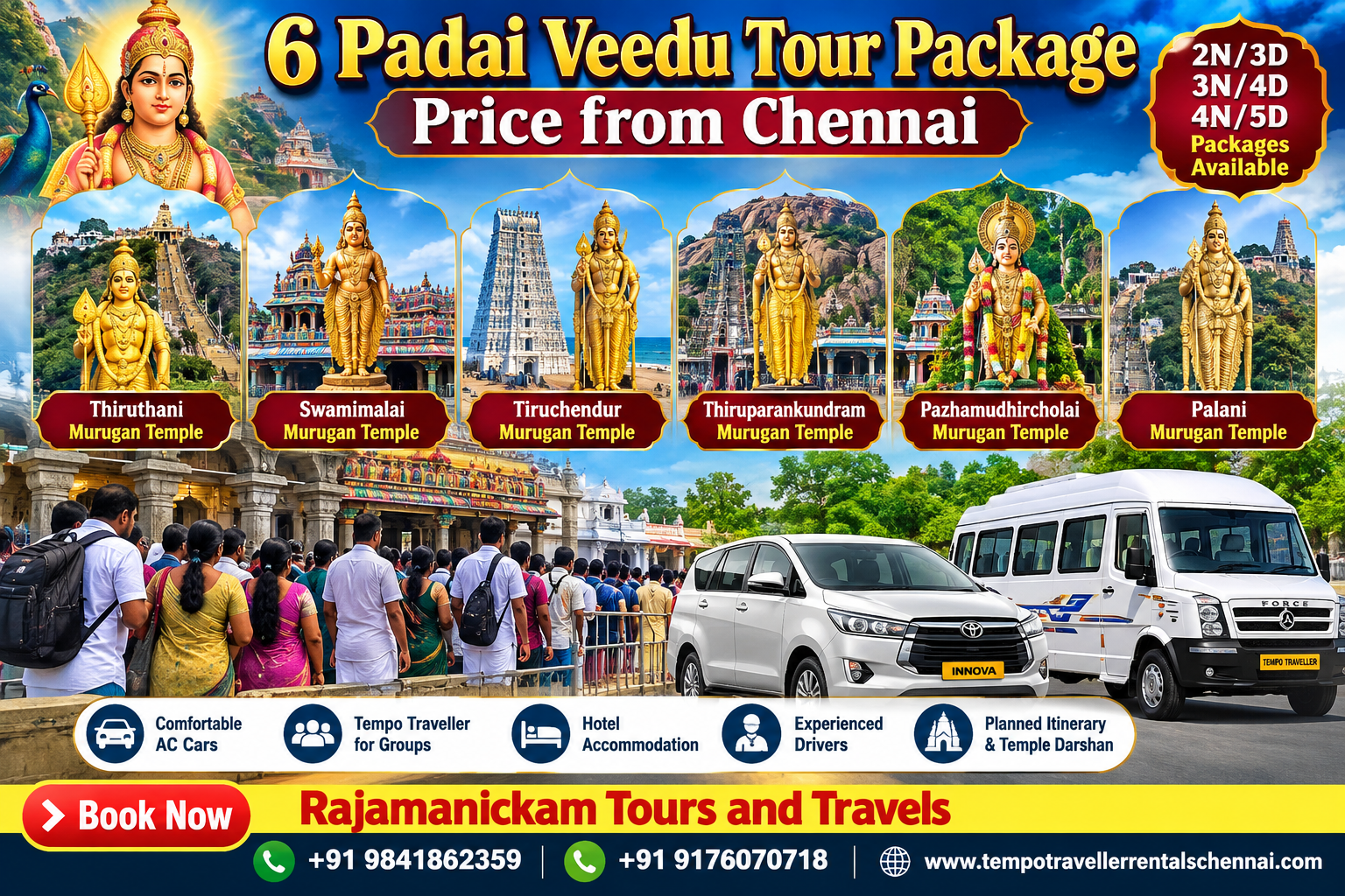 6 Padai Veedu Tour Package Price from Chennai