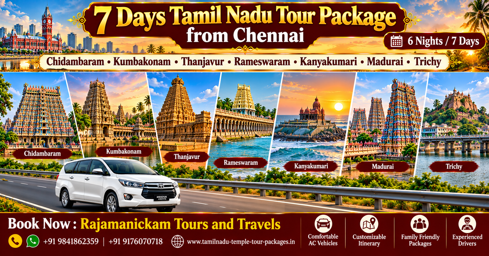 7 Days Tamilnadu Tour Package from Chennai