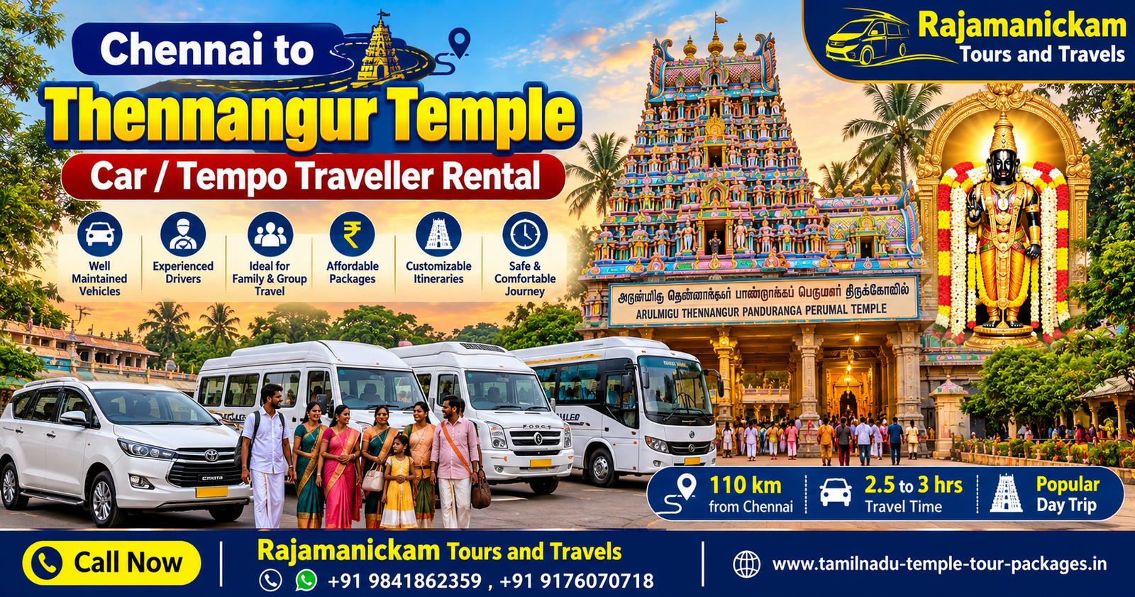 Chennai to Thennangur One Day Trip Car Tempo Traveller