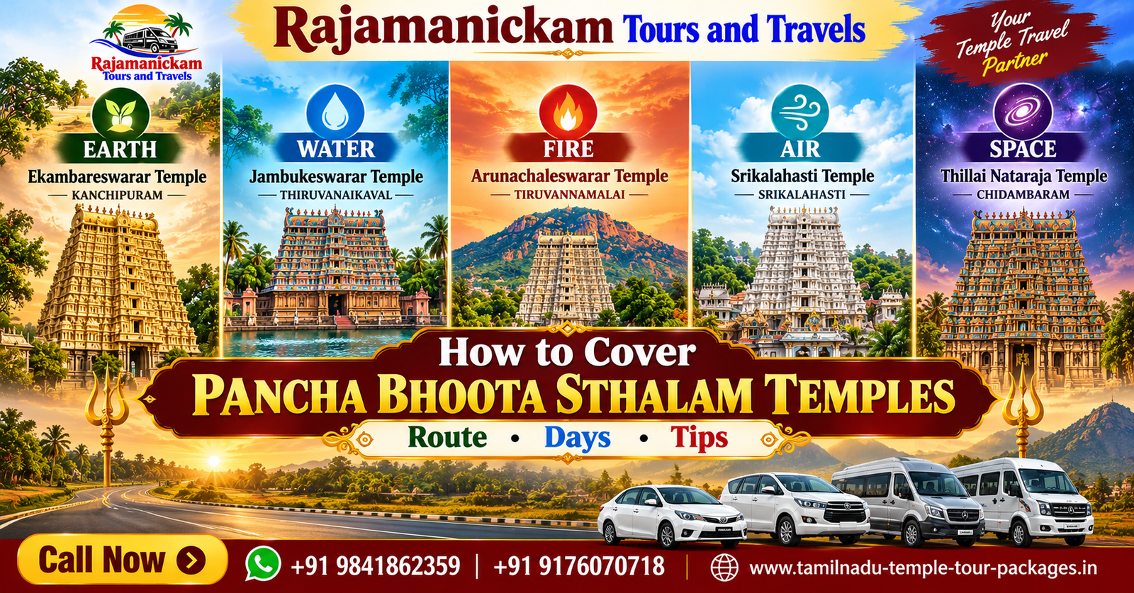How to Cover Pancha Bhoota Sthalam Temples